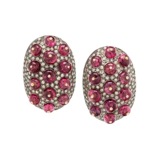 SPINEL AND DIAMOND EARRINGS