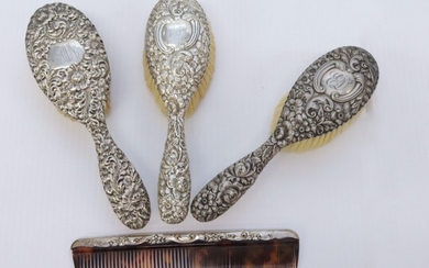 STERLING REPOUSSE BRUSHES