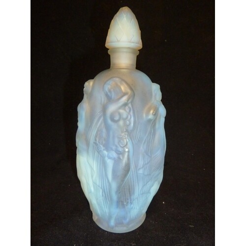 Sabino - a Maidens opalescent glass perfume bottle, of slend...