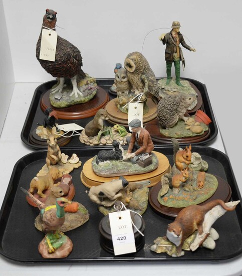 Selection of animal figures, makers Border FA, Country Artist, Coalport, etc.