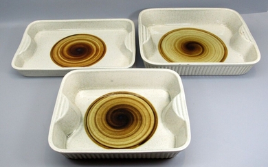 Set of 3 Israeli Ceramic Pans Made by Lapid