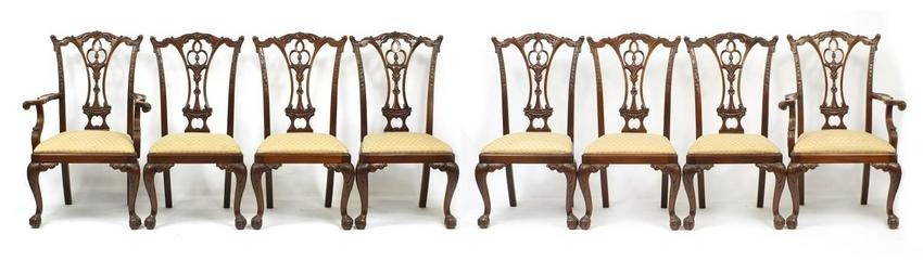 Set of eight Chippendale style mahogany chairs with
