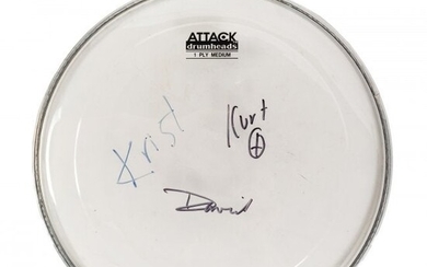 Signed KURT DAVID KRIST Rock Drum Head NIRVANA