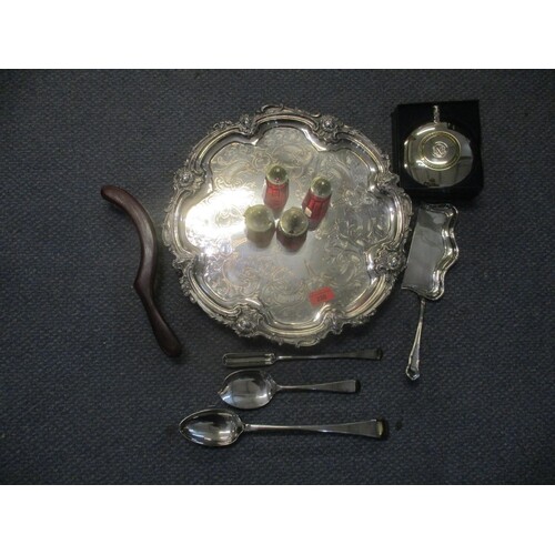 Silver plate to include a Victorian tray, a marrow scoop, a ...