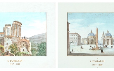 Simone Pomardi a) Tempio di Vesta a Tivoli b) Veduta di Piazza del Popolo...