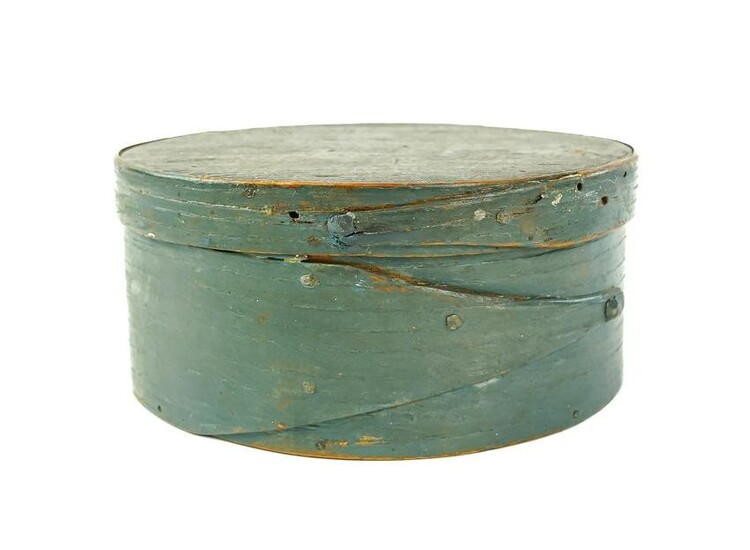 Small Oval Box in Old Blue Paint