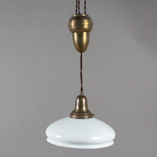 Small pendant lamp with glass shade, 1. quarter of the 20th century.