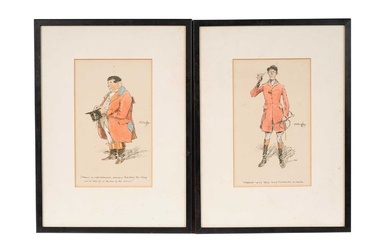 "Snaffles" Charles Johnson Payne - a pair of sporting character studies | hand-tinted lithographs