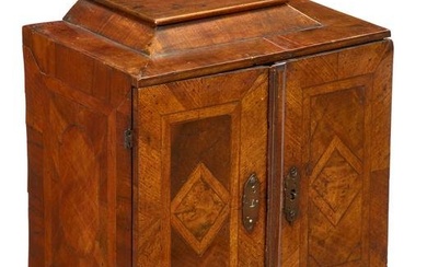 South German Baroque inlaid walnut table cabinet