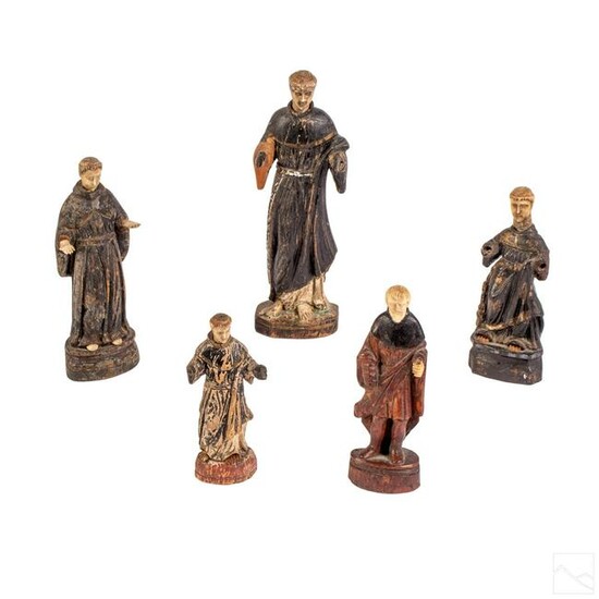 Spanish Carved Santos St Anthony & Francis Figures