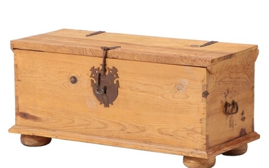 Spanish Colonial Style Metal-Mounted Pine Lift-Lid Chest