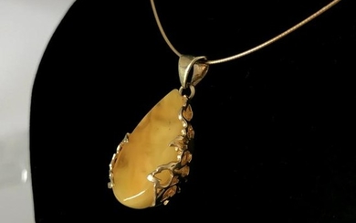 Staggering Unique Vintage Amber Pendant shaped like a