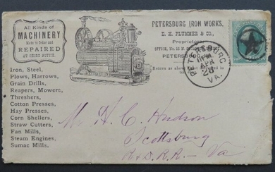 Star Cancel, Petersburg VA, Railroad Cover 1870s