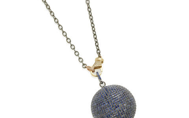 Sterling Silver and Pavé-set Sapphire Sphere Pendant