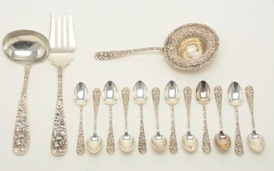 Sterling silver flatware, repousse pattern, similar to