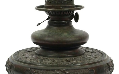 EARLY TIFFANY STUDIOS BRONZE OIL LAMP BASE C.1890