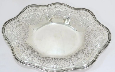 TIFFANY & CO. STERLING SILVER ANTIQUE SCROLL OPENWORK WAVY SERVING BOWL