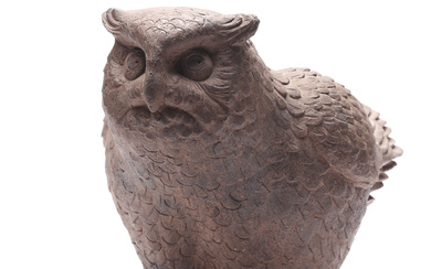 TYRA LUNDGREN. Sculpture, ceramic, owl, Gustavsberg, stamp signed.