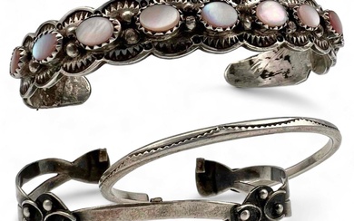 Three Native American Sterling Silver Cuff Bracelets