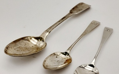 Three Pieces of Georgian Sterling Silver Flatware. Two small...