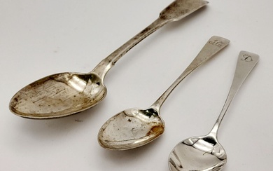 Three Pieces of Georgian Sterling Silver Flatware. Two small...