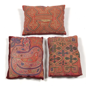 Three Pillows Mola Textile of the Cuna (Kuna) Indians, Sun Blas Island, Panama