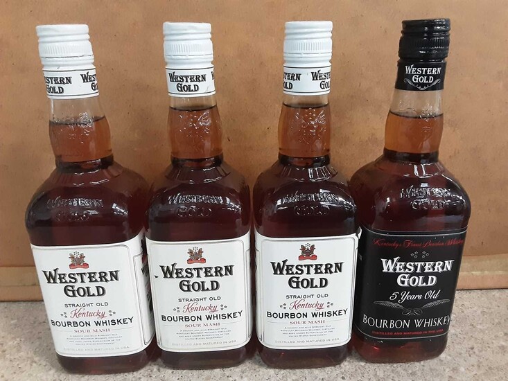 Three bottles of Western Gold Sour Mash Kentucky Bourbon whisky and another bottle of Western Gold 5 years old whisky (4)