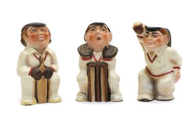 Three novelty Cricket themed H J Wood pottery jugs