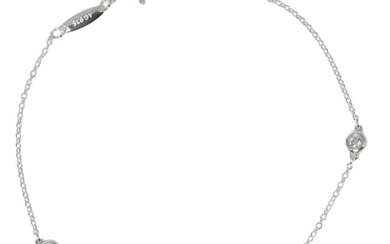 Tiffany TIFFANY&Co. Open Heart Visor Yard Bracelet Silver 925 2P Diamond Approx. 1.28g I112223081