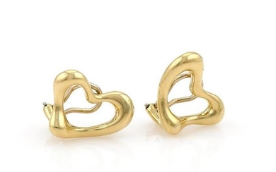 Tiffany & Co Elsa Peretti Open Heart Earrings 18k YG