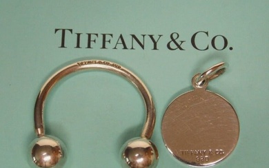 Tiffany & Co. Sterling Silver Round Tag Screwball Key Ring With Box