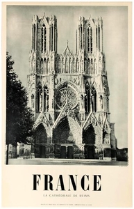 Travel Poster France Reims Cathedral Notre Dame