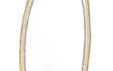 Tricolor Gold, Diamond Triple Strand Necklace