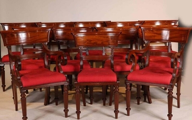 Twelve Regency Mahogany Dining Chairs