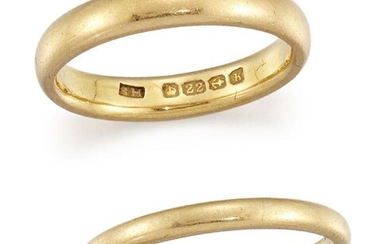 Two 22ct. gold band rings, Birmingham hallmarks, 1934, total weight...