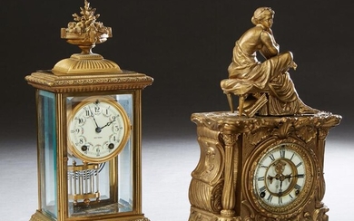 Two American Mantel Clocks, c. 1900, one an open