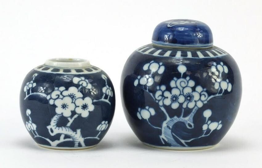 Two Chinese blue and white porcelain ginger jars, one