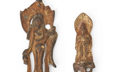Two Chinese gilt-bronze Buddhist figure ornaments