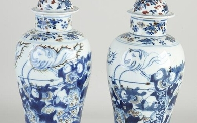 Two Chinese lidded vases