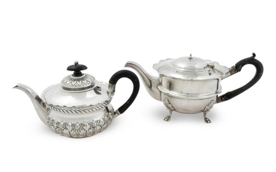 Two English Silver Teapots Heights 4 1/2 x lengths over