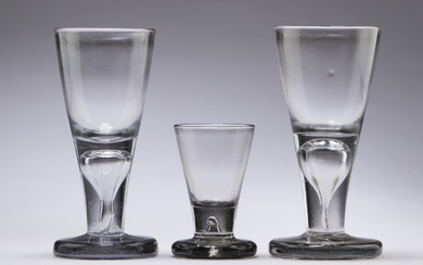 Two masonic beer glasses and one brandy glass, ant. Nøsttangen, Norway, 18th century (3)