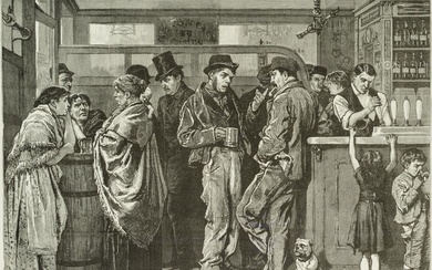 Unknown (19th), Striking weavers in a bar, Wood engraving