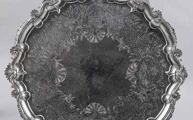 VICTORIAN STERLING SILVER TRAY London, 1844 Approx.