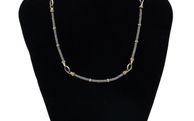 VINTAGE LOGOS CAVIAR 18K GOLD AND SILVER NECKLACE