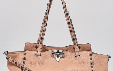 Valentino Beige Pebbled Leather Rolling