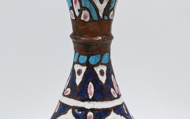 Vase, Damascus enamel A vase made of copper with...