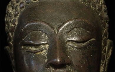 Very good 16/17thC Thai bronze Buddha head.