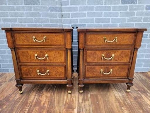 Victorian Mahogany 3 Drawer Side Chests/Nightstands by Baker Furniture Co. - Pair