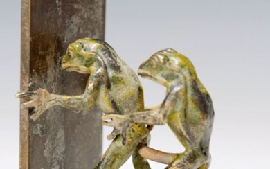 Vienna Bronze, two erotic frogs, 2.H.20th c., colorful...