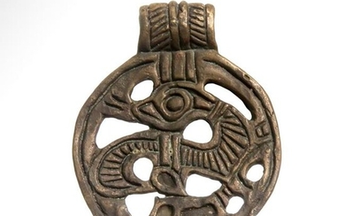 Viking Bronze Open Work Pendant with Norse Mythological